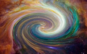 Creation Begins With a Breath, and sometimes a spiral. This image features a multi-colored, swirling spiral. 